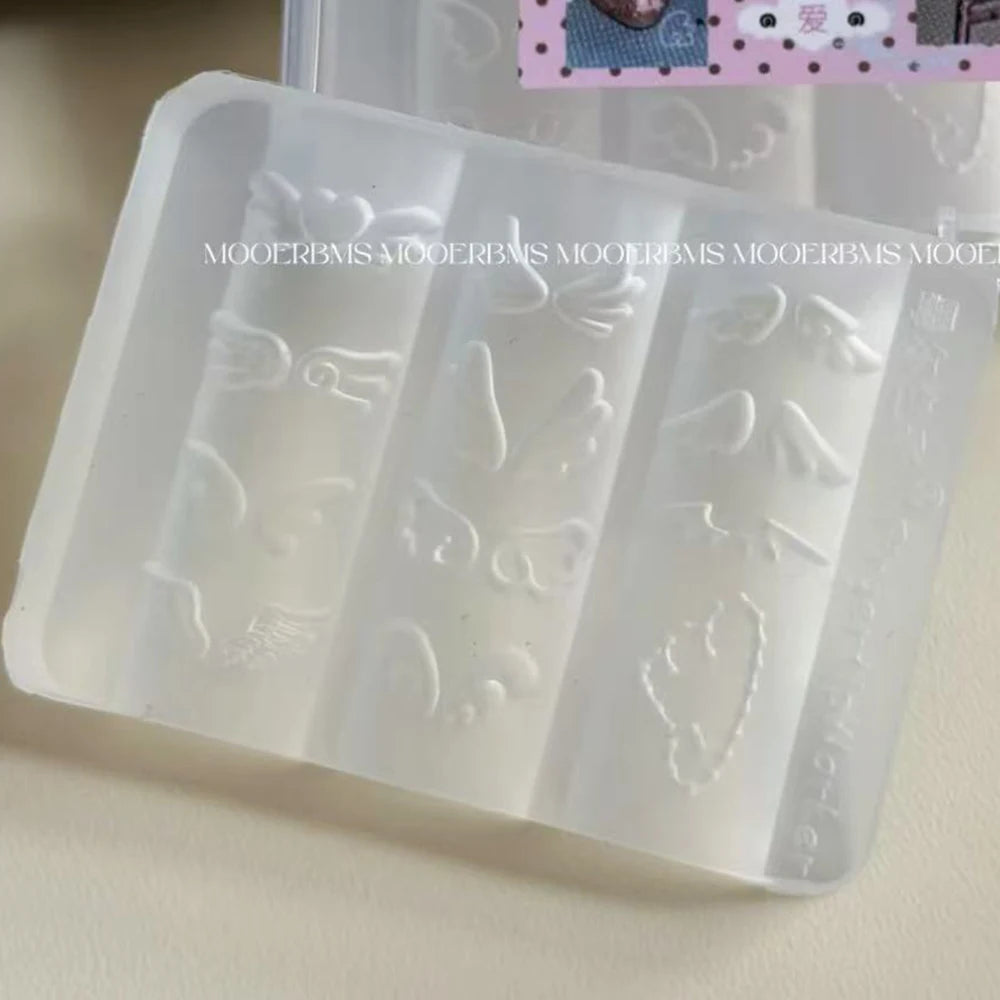 3D Angel Wings Nail Art Silicone Mold Reusable Clear DIY Manicure Template Wedding Gel Wings Design