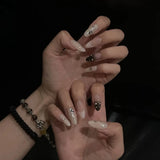 10pcs Handmade Korean Press on Nails Sweet Cool Star Pink White Fake Nail Tips Wearable Summer Night Sky Almond False Nails