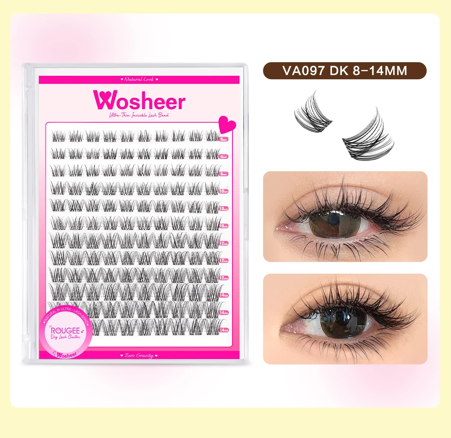 WOSHEER Eyelash Clusters Kit Thick Individual Lashes Lash Bond And Seal And Remover Faux Mink Lashes Eyelash Extension DIY