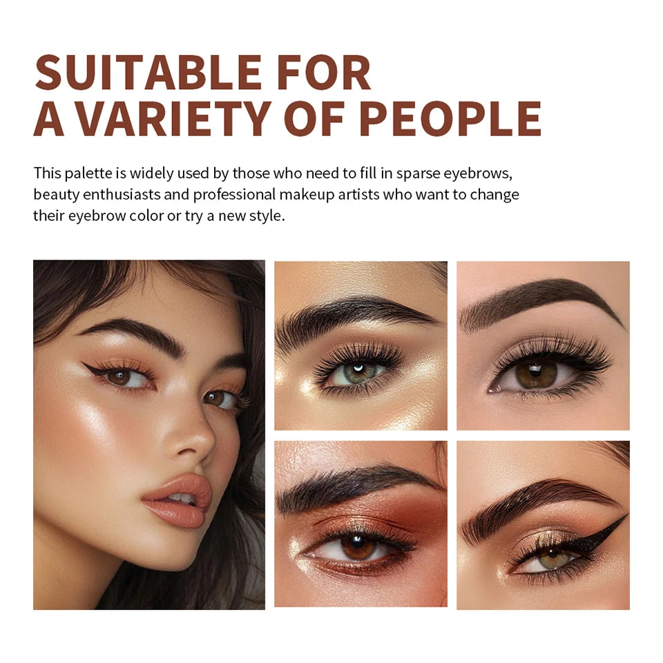 Multi Cream Eyebrow Blush Highlighter Palette Long Wearing Eyeshadow Palette Matte Shimmer Finish With Free Brush & Powder Puff