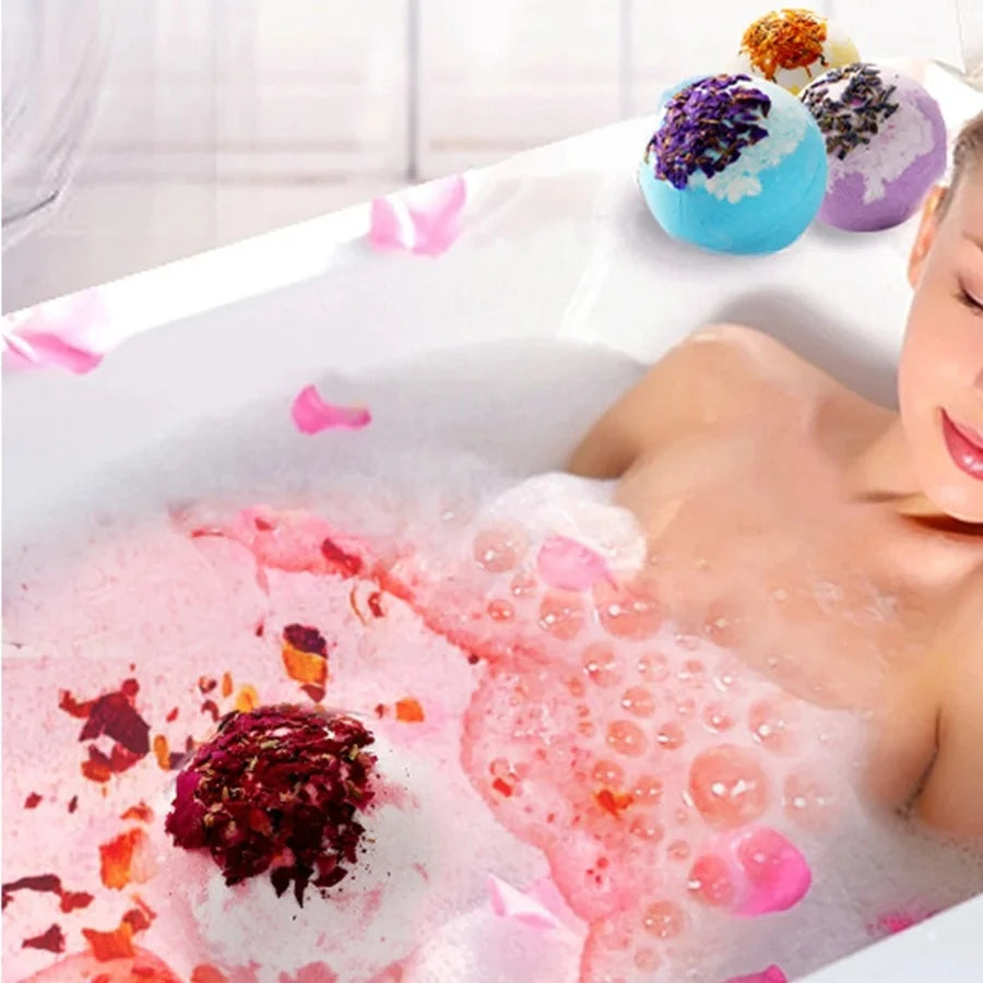 Bath Set Moisturizing Peeling Skin Care Bath Ball with Essential Oils And Bath Salts Handmade Bubble Ball Gift for Relaxing