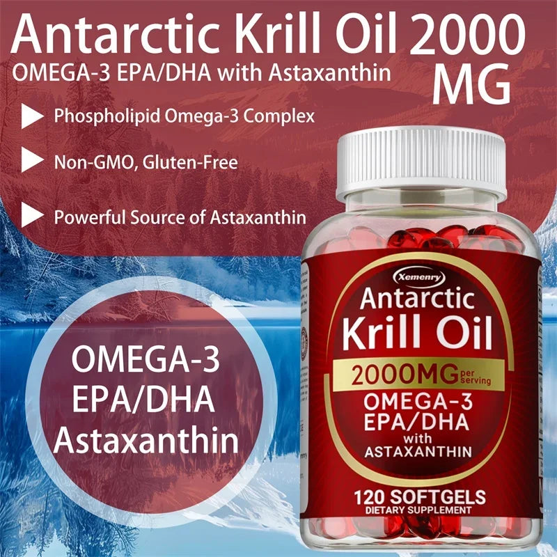 Antarctic Krill Oil Astaxanthin Capsules(EPA, DHA) Joint And Skin Health Support Immunity, Cardiovascular, Non-GmoSupplementsSup