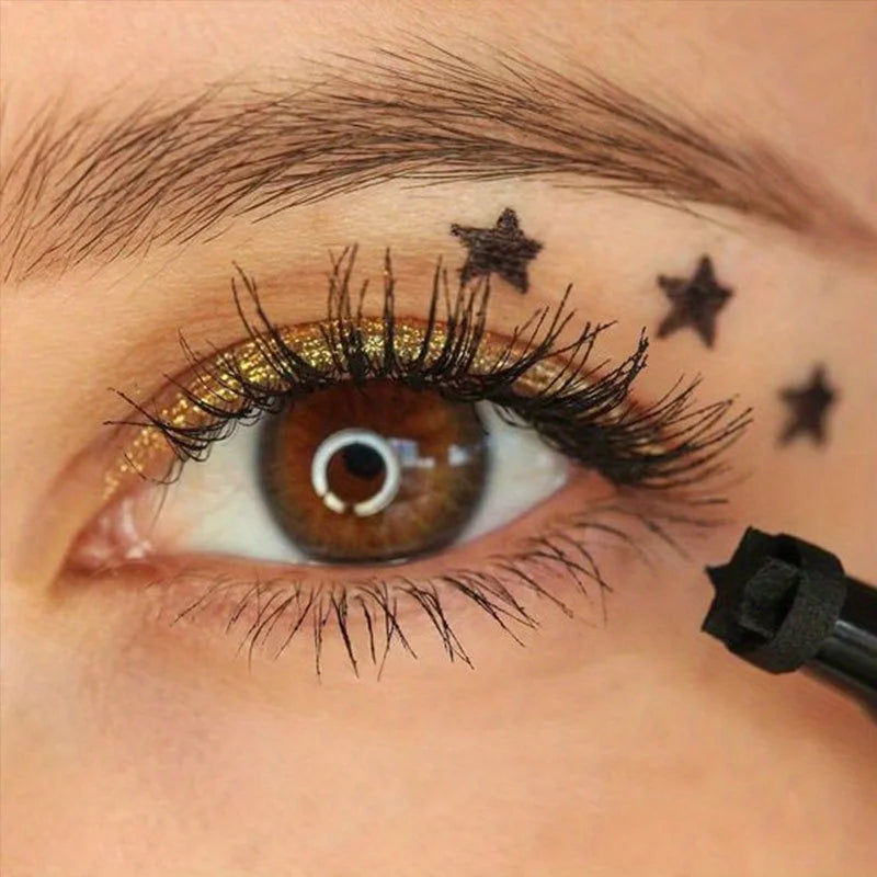 Star Liquid Eyeliner Black Moon Stamp Eye Liner Pencil 2 in 1 Waterproof Long-lasting Easy Applying Eye Eyeliner Pen Makeup