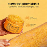 Turmeric Body Scrub - All-Natural Exfoliator for Body, Face, Hand & Foot, Gently Moisturizes & Brightens Skin for All Skin Types