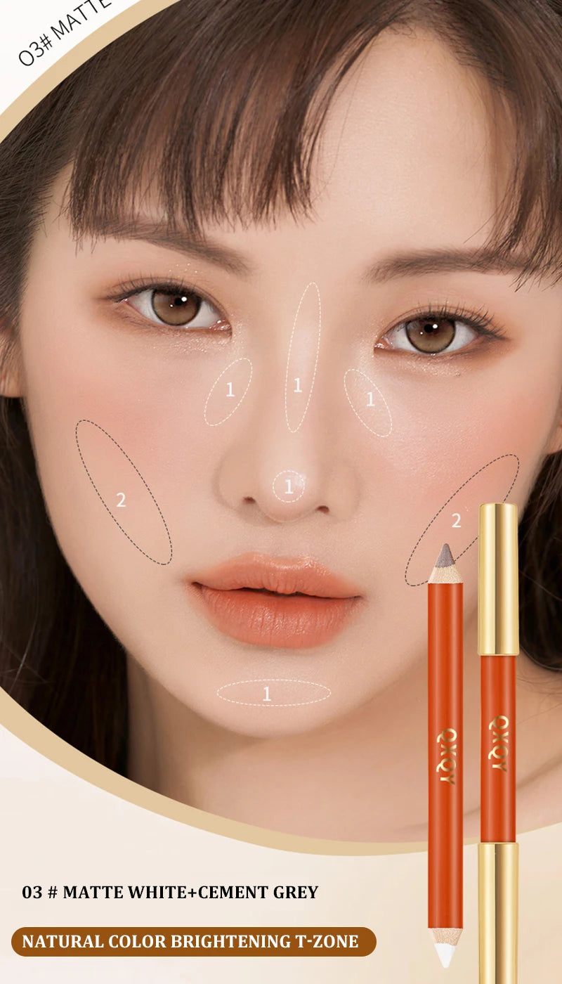 Three dimensional Fine Double Head Contour Pen to Lighten Tear Hole Natural Touch Nose Shadow Contour Holding Highlighter
