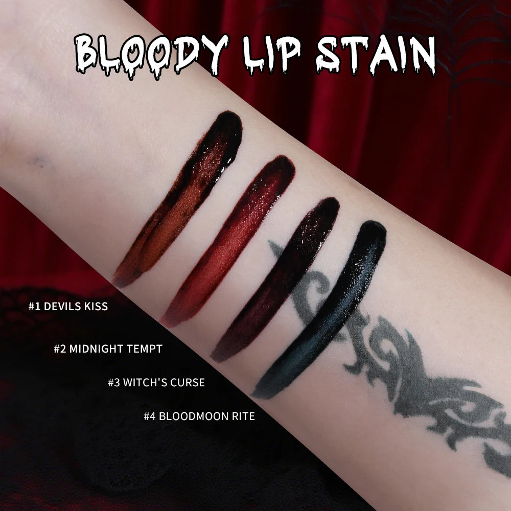 Gothic Bloody Lip Stain Matte Dark Red Green Halloween Lip Glaze Tint Knife Shaped Bottle Vampire Lipstick Makeup Waterproof