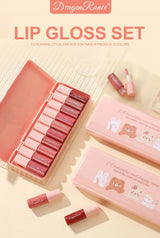 Set of 10 Shimmering Lip Glosses, Easy-To-Apply Lip Glaze, Non-Stick, Non-Fading, Moisturizing, Shiny Lip Gloss, Glass Lip Gloss with Fine Shimmer and Pearlescent Effect