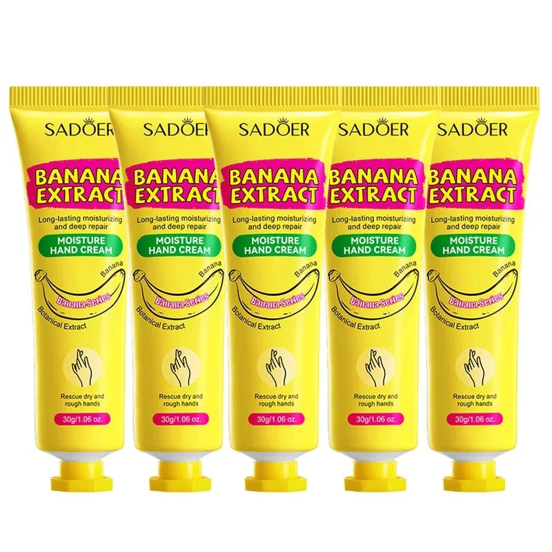 3/5Pcs Sadoer Banana Hand Cream Anti-Drying Crack Moisturizing Brightening Repairing Hand Creams for Hands Skin Care
