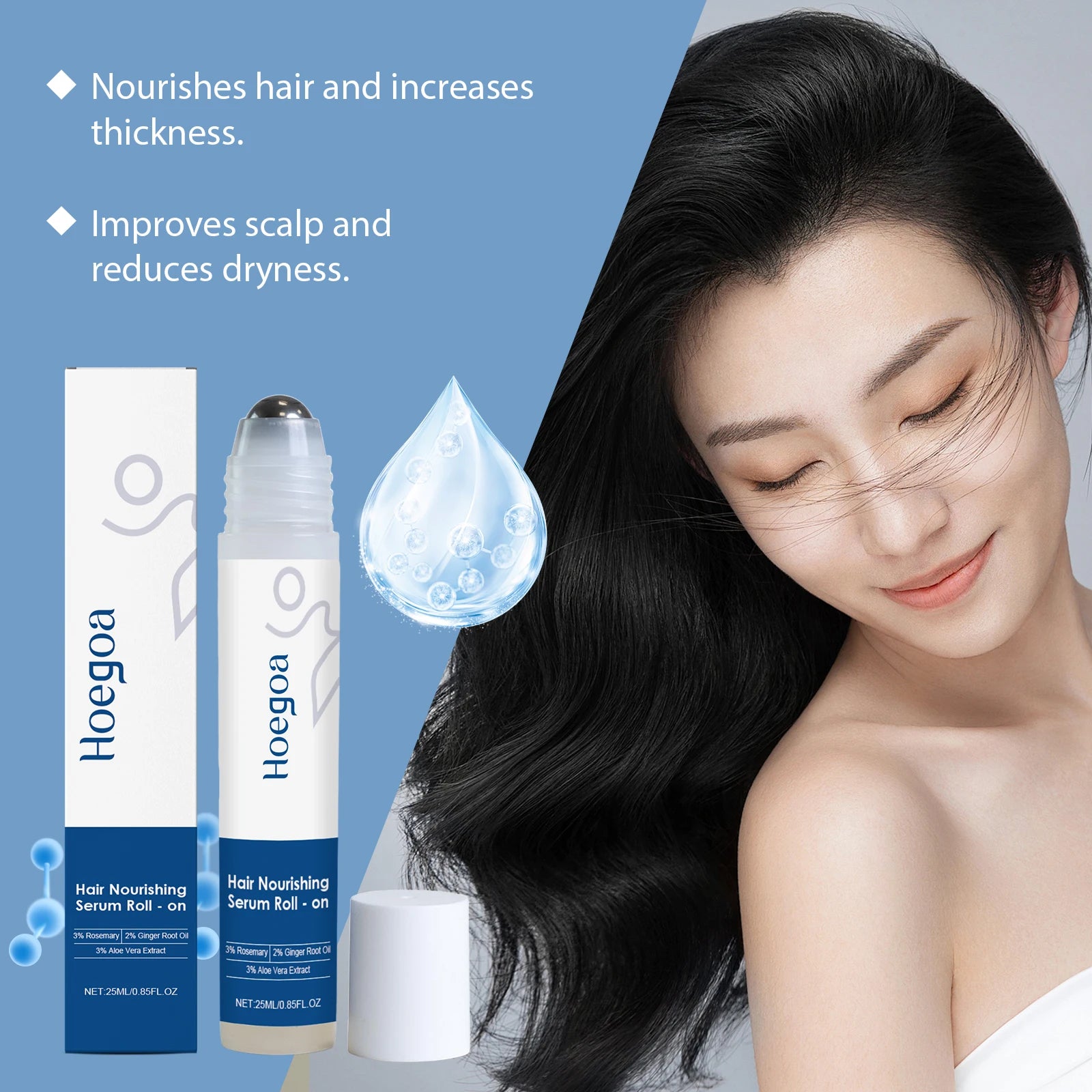 Hair Nourishing Serum Roll-On Improves Scalp Health Strengthens Hair Roots Thicker and Healthier Looking Hair Scalp Treatment Essence for Thinning Hair
