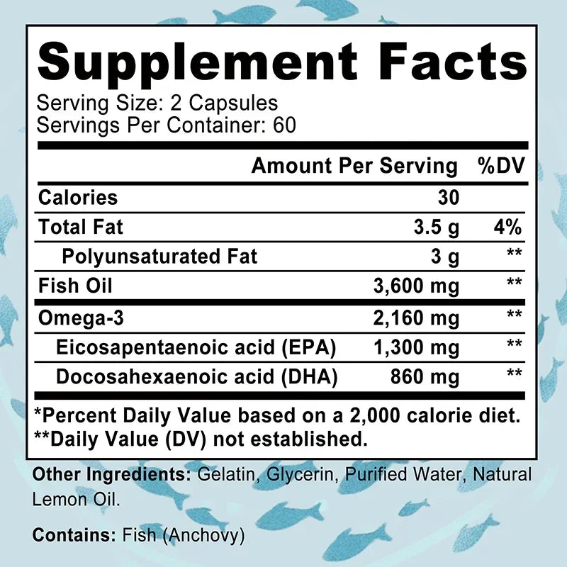 Omega 3 Fish Oil - Rich in EPA+DHA, Supports Joint, Brain and Eye Health, Enhances Immune Function, and  Antioxidant