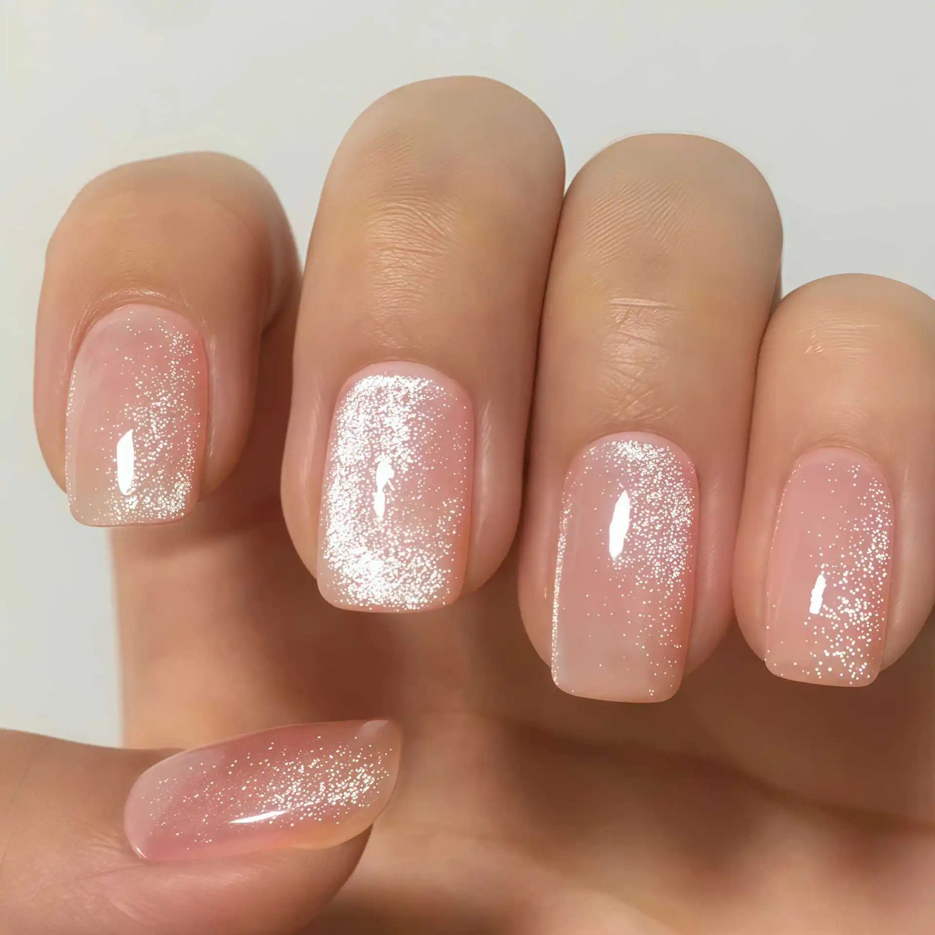 24Pcs Oval Short Pink Press on Nails Simple Ombre Spring False Nail for Sweet Sassy Cool Women&Girl Removable Wearable Nail Art