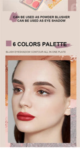 6-color Blush and Contouring All-in-one Palette Pearlescent Matte Powder Face Blusher Glitter Highlighter Blush Makeup Palette