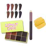Multi Cream Eyebrow Blush Highlighter Palette Long Wearing Eyeshadow Palette Matte Shimmer Finish With Free Brush & Powder Puff
