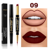 DNM 2 In 1 Matte Lipstick Pencil Double Head Lip Liner Pen Long Lasting Waterproof Lady Charming Nude Red Lipliner Pencil Makeup