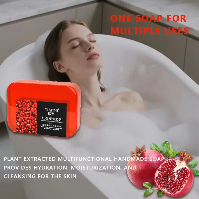 Pomegranate Soap Gently Cleanses the Face and Body, Moisturizes Water and Moisturizes, Suitable for All Skin Types, Gift