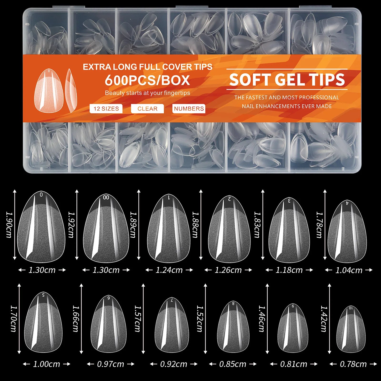 100/320/600Pcs Short Almond Nail Tips Soft Gel Nail Tips Full Cover False Nail Tips For Acrylic Nails  Salon Home Press On Nails