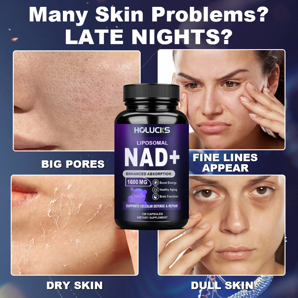NAD+ Supplement - with Resveratrol, Enhances Cellular Vitality, Cell Repair, Anti-Aging, Antioxidant, Improves Energy, Focus