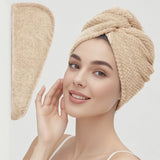 Solid Color Hair Towel Textured Dry Hair Cap 9.8' X 25.5' Absorbent Hair Towel Wrap for Button-Down Women