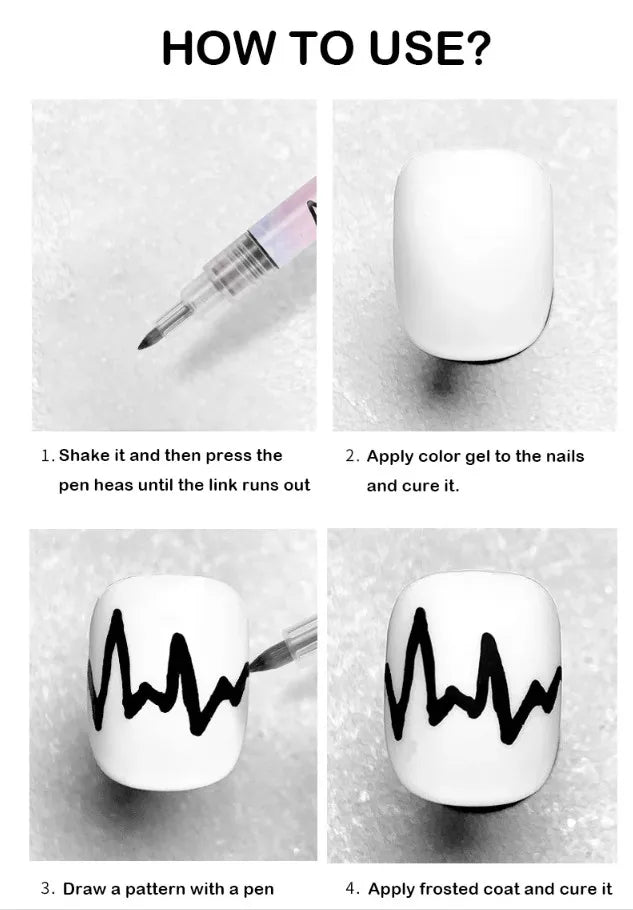 12Pcs/Set Colourful Waterproof Nail Art Graffiti Pen DIY 3D Nail Art Drawing Pen Abstract Line Manicure Tool Painting Liner