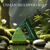 Usman Grass Shampoo Soap Cypress Leaf Polygonatum Herbal Plant Extract Refreshing Clean Oil Control & Itching 120g