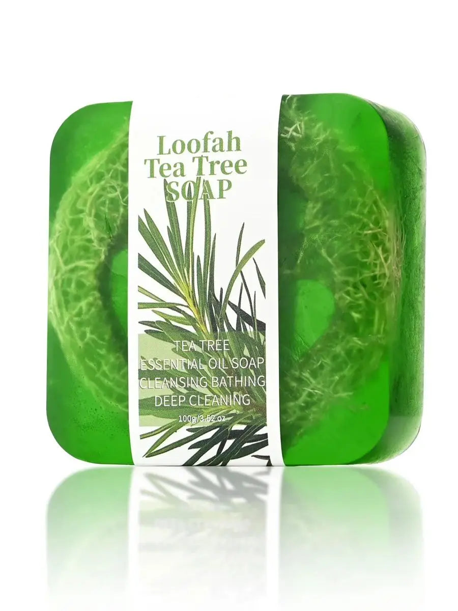 S+100g Tea Tree Loofah Soap Adult Glycerol Herbal Natural Silk Melon Moisturizing Whitening Facial Cleanser Body Bath Cleaning S