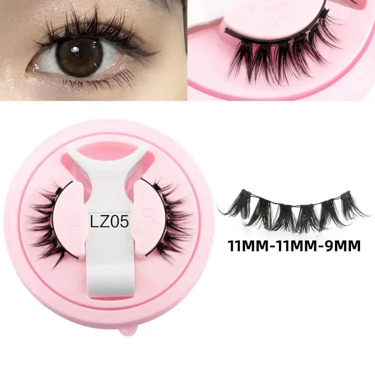 2 Pairs Magnetic Eyelash Natural Look Fluffy False Eyelashes Reusable Magnetic Eyelash Set with Applicator No Glue Need Makeup