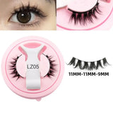 2 Pairs Magnetic Eyelash Natural Look Fluffy False Eyelashes Reusable Magnetic Eyelash Set with Applicator No Glue Need Makeup