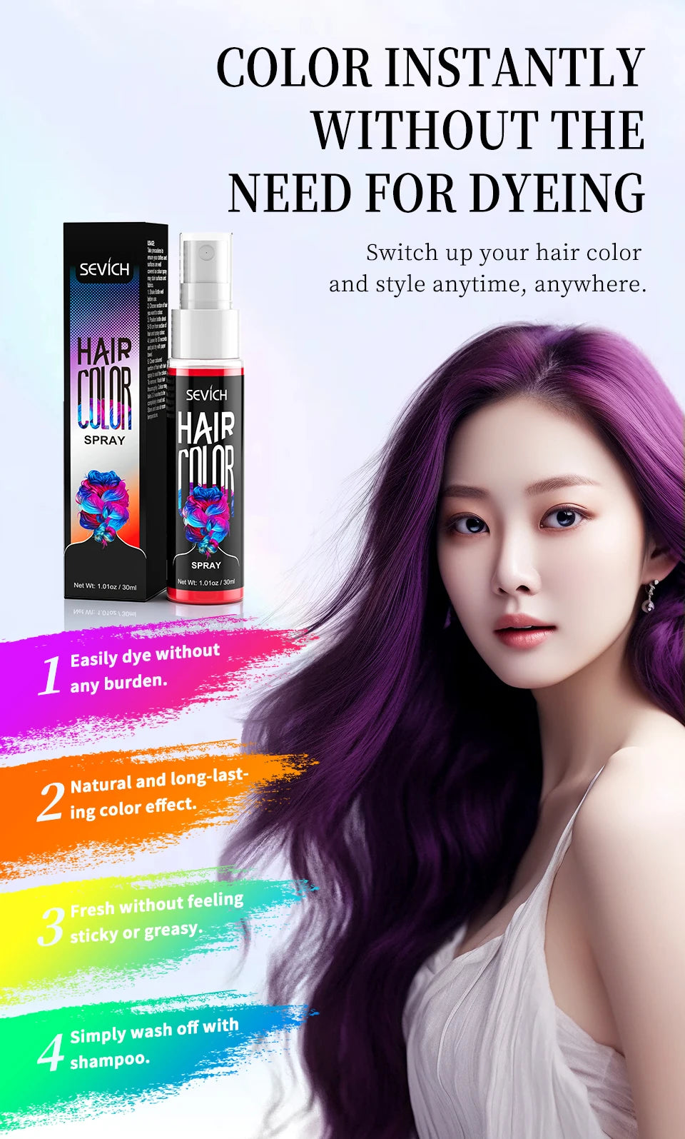 Temporary Hair Color Spray One-Time Hair Dyeing Instant Hair Salon Multi Color Hair Dye Makeup Chalk Washable DIY Party Styling