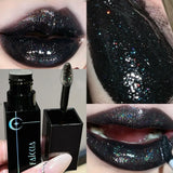 Pearlescent Polarized Green Lip Mud Gloss Fine Shimmer Lip Glaze Plumping Gothic Black Moisturizing Shiny Halloween Lips Makeup