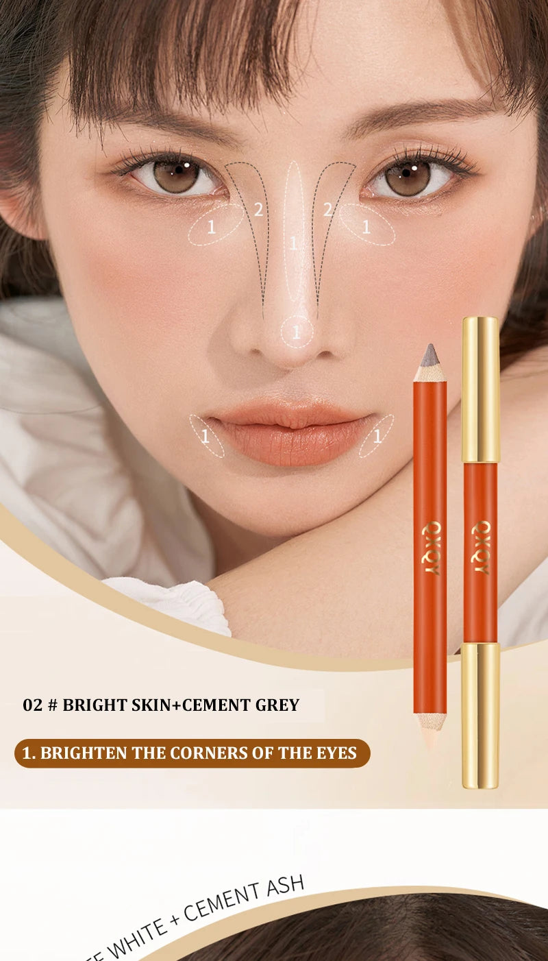 Three dimensional Fine Double Head Contour Pen to Lighten Tear Hole Natural Touch Nose Shadow Contour Holding Highlighter