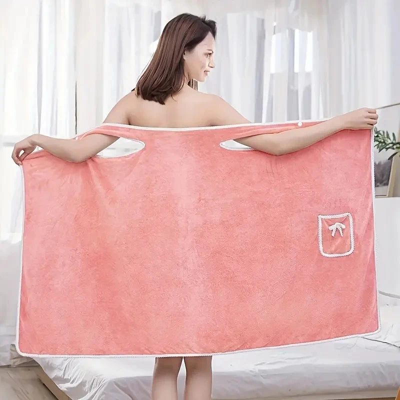 Womens Bath Towels Girls Wearable Fast Drying Bathing Beach Spa Bathrobes Wash Clothing, Shower Bath And Gym Towel