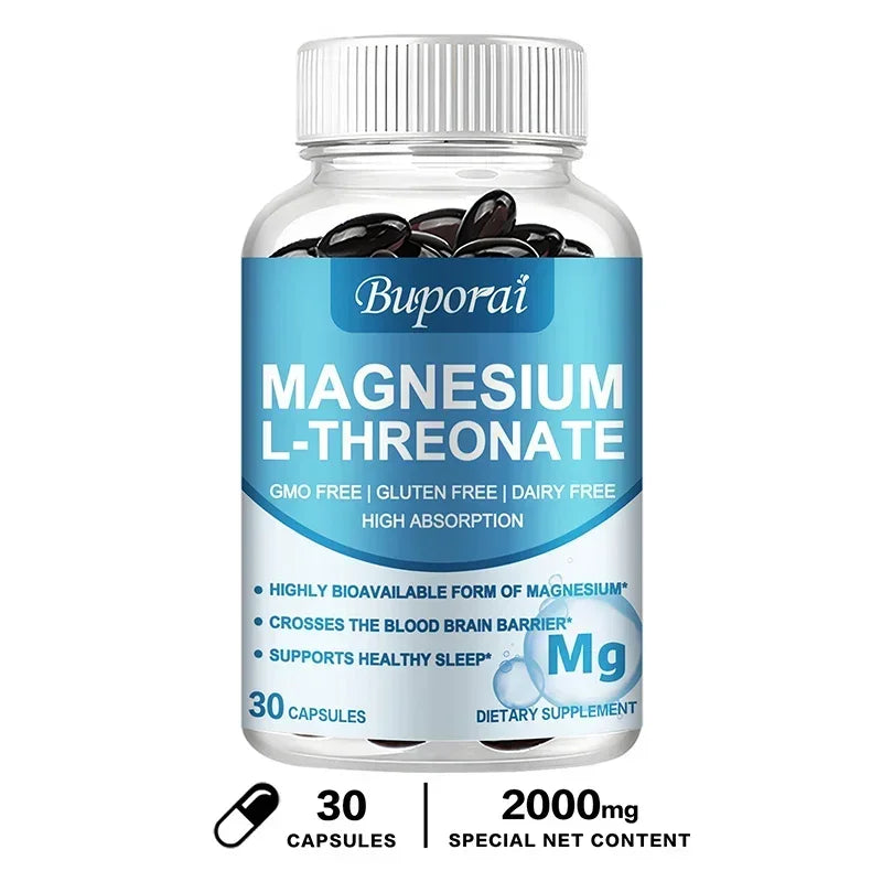 Magnesium L Threonate - Focus and Memory Enhancer, Supports Nerve Function, Muscle Strength, Bone and Joint Health