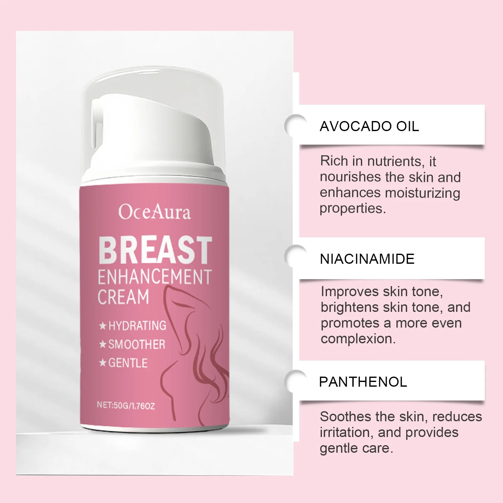 Bust Firming Cream with Retinol & Panthenol Lifting & Moisturizing Chest Treatment Improves Skin Elasticity & Hydration Night