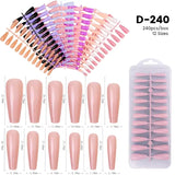150Pcs/Box Acrylic Press on Nails Full Cover Fake False Tips Soft Gel Extension T-shaped Oval Capsule Almond Sculpted Salon DIY