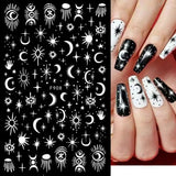 Adhesive stickers with European and American style cross snake black and white wave dot hot silver line letter nail stickers