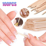 100Pcs Orange Wood Sticks for Nails Double Sided Cuticle Pusher Remover Nail Art Manicure Pedicure Tool for Manicure Pedicure