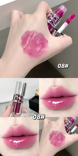 Gege Bear Glittering Mirror Lip Glaze, Watery Shimmering Light Lip Gloss Makeup 8 Colors, Hydrating Moisturizing, Long Lasting