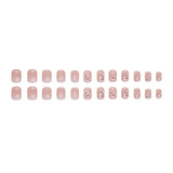 24 PCs Short French Simple Gradient Flower Nails with 1 Jelly Glue and 1 Nail File