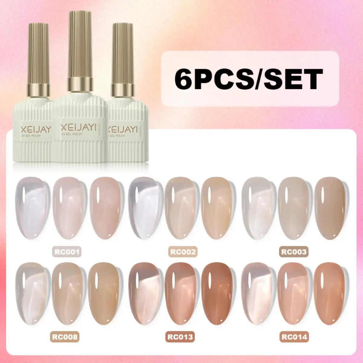 XEIJAYI 6Pcs 15Ml Nail Gel Polish Set Perfect For Soak Off Gel Nail Polish Or Home & Salon Nail Art Diy