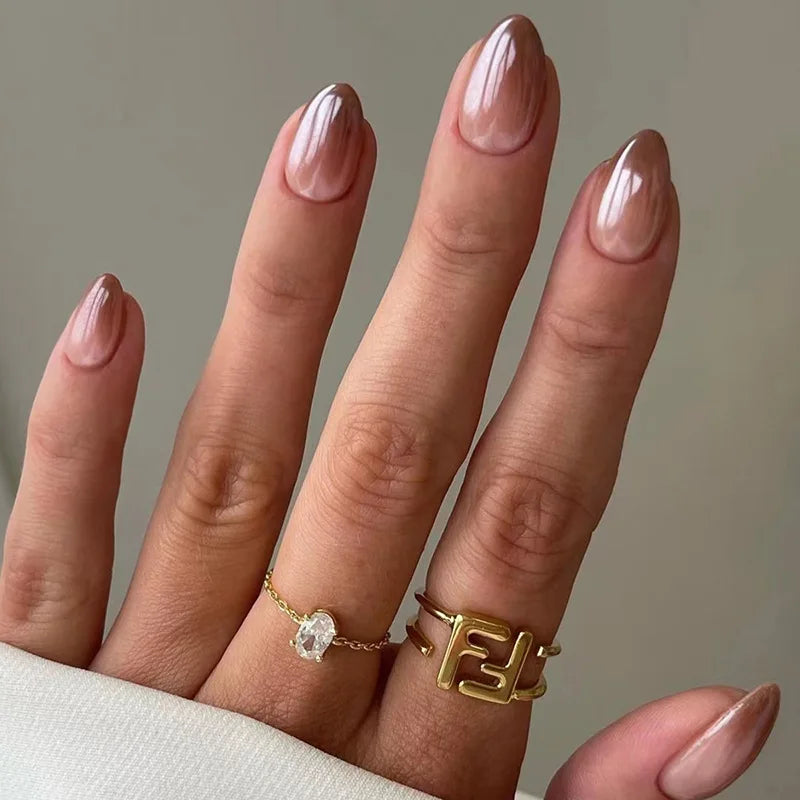 24Pcs Simple Wine Red Fake Nail with Mid-length Design Almond Press on False Nails Wearable Round Head Oval Full Cover Nail Tips