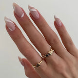 24Pcs Simple Wine Red Fake Nail with Mid-length Design Almond Press on False Nails Wearable Round Head Oval Full Cover Nail Tips