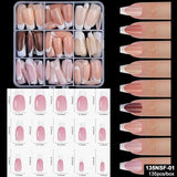 150Pcs/Box Acrylic Press on Nails Full Cover Fake False Tips Soft Gel Extension T-shaped Oval Capsule Almond Sculpted Salon DIY