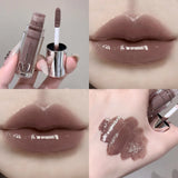 Water Light Mirror Lip Gloss Lasting Moisturizing Cool Black Silver Gray Pearlescent Fine Sparkling Lipstick Lip Oil