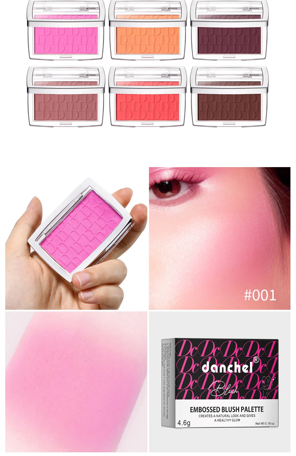 Hot Matte Embossed Blush Palette Rosy Blusher Facial Blush Powder High Pigmented Pink Coral Rouged For Cheeks Smooth Cosmetics