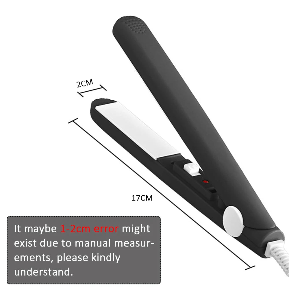 Electric Ceramic Mini Hair Straightener Unisex Portable Flat Iron Wet/Dry Straightening Curling Irons Black FastHeat Hair Curler