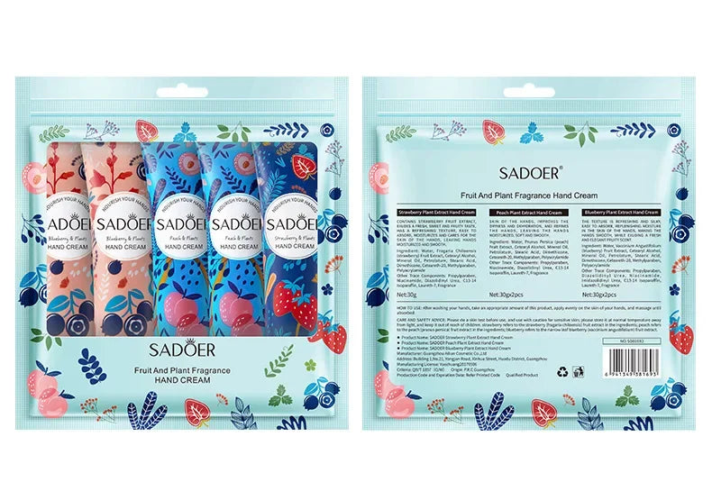 SADOER Hand Cream Set 5pcs Moisturizing for Dry Hands Travel Size Hand Lotion Gift Set to Nourish and Repair Dry Cracked Hands