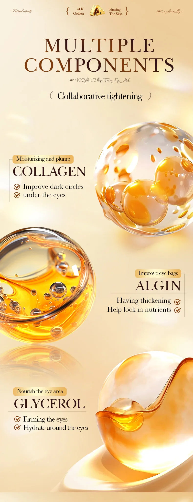 20Pcs=10Pairs Gold Collagen Crystal Eye Mask Skincare Eye Patches Firming Moisturizing Nourishing Eye Skin Care Products