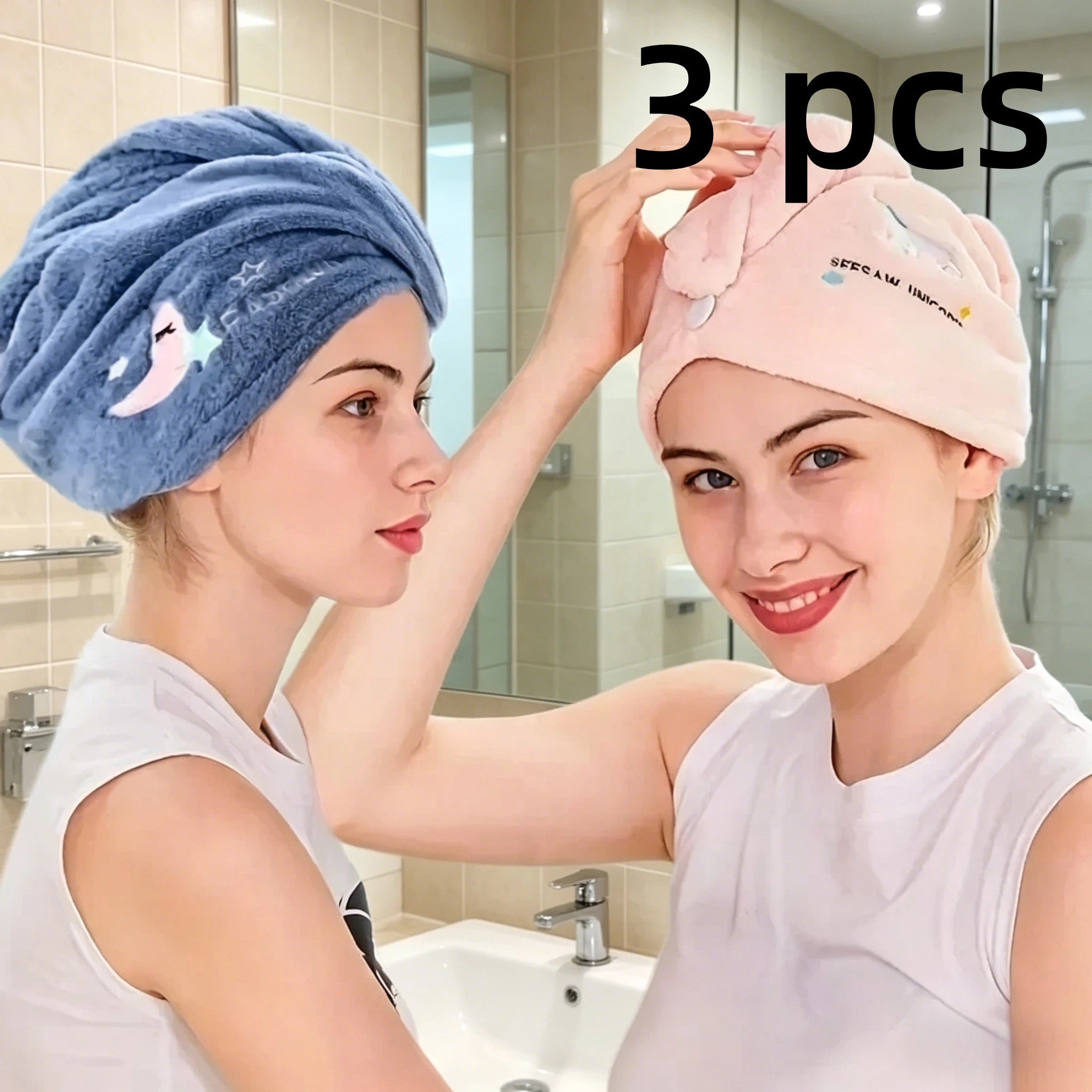 Quickly Dry Hair Hat Towels Super Absorbent Soft Bathroom Women Head Towels Cute Hair Towel Hair Dry Wrap Bonnets