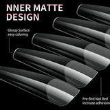 Luxury False Nail Tips Soft Gel Fingertip Semi-matte Capsules Almond French Coffin Full Cover Artificial Fake Nails Extension