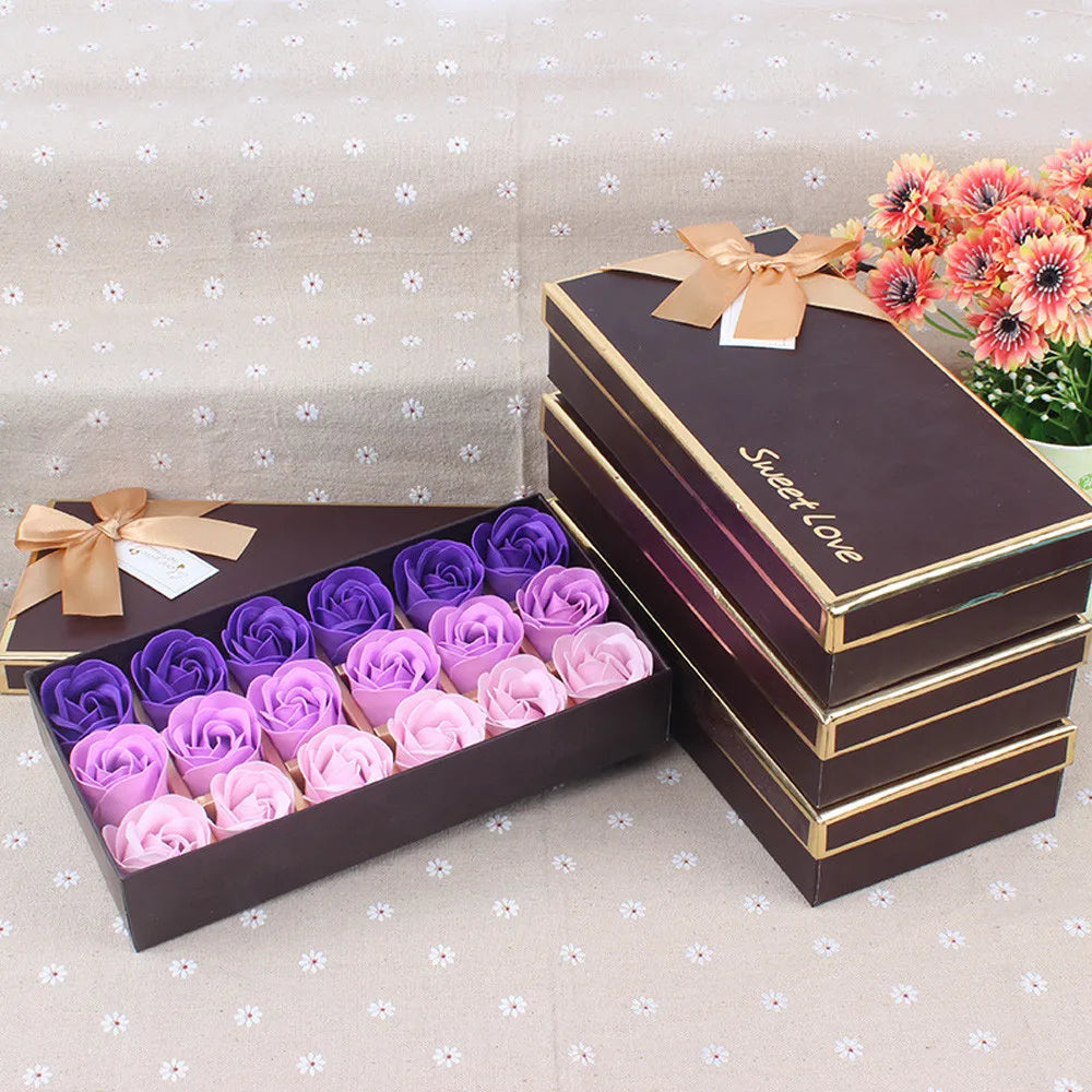 New In 18pcs Scented Rose Flower Petal Bath Body Soap Wedding Party Artificial Flowers Daily Necessities Free Shipping Items